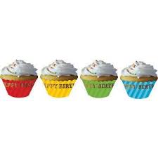 Renkli Happy Birthday 12 li Cupcake Kılıfı