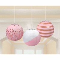 AMSCAN - Rose Gold Kağıt Fener Süs 24cm 3 Adet