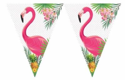 Flamingo Bayrak Afiş (Pembe Yeşil)