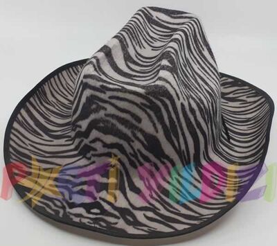 Zebra Desenli Kovboy Şapkası