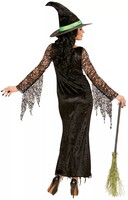 Siyah Cadı Yetişkin Kostümü Dantelli Lux M Beden - Thumbnail