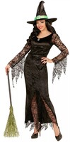 Siyah Cadı Yetişkin Kostümü Dantelli Lux M Beden - Thumbnail