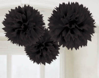 AMSCAN - Siyah Renk Ponpon Çiçek 3 Adet