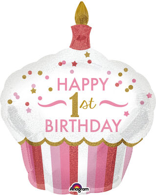 SShape 1st Birthday Girl Cupcake Balon 73x91cm