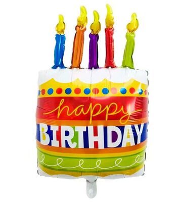 SShape 5 Mumlu Kare Happy Birthday Balon 34