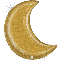 Sshape Ay Şeklinde Işıltılı Folyo Balon (Altın) 107cm - Thumbnail