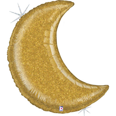 Sshape Ay Şeklinde Işıltılı Folyo Balon (Altın) 107cm