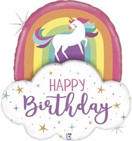 RPS - Sshape Bulutlu Gökkuşağı Unicorn Folyo Balon 35