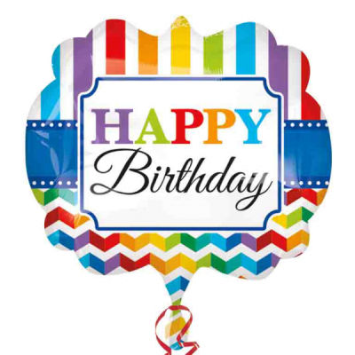 SSHape Chevron ve Çizgiler Happy Birthday Balon 63x55c