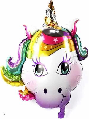 SShape Gökkuşağı Unicorn Kafası Folyo Balon