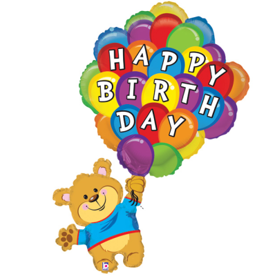 SShape Happy Birthday Balon Buketli Ayıcık 107cm
