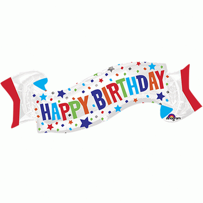 Sshape Happy Birthday Dalgalı Banner Balon 48x101cm