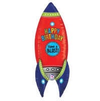 SSHape Happy Birthday Doğumgünü Roketi Folyo Balon - Thumbnail