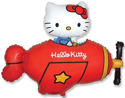 SShape Hello Kitty Uçakta Folyo Balon