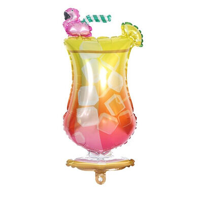 Sshape Limon ve Flamingo Dekorlu Tropikal Kokteyl Folyo Balonu 50x104cm