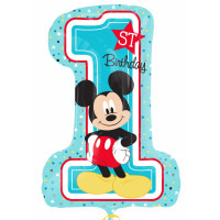 Parti Yıldızı - Sshape Mickey 1st Birthday Balon 48x71cm