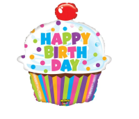 BETALLIC - SShape Işıltılı Cupcake Happy Birthday Balon 79cm
