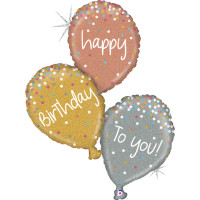 SShape Pırıltılı Rose Gold Uçan Balon Happy Birthday To You - Thumbnail
