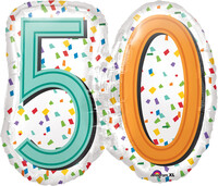 SShape Renkli Birthday 50 Rakamı Balon 63x58cm - Thumbnail