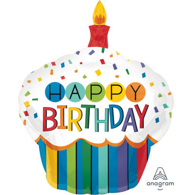 SShape Renkli Birthday Cupcake Balon 73x91cm