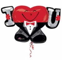 Parti Yıldızı - Sshape Smokinli Kalp I Love You Balon 83x53cm