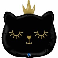 Parti Yıldızı - SShape Taçlı Prenses Kedi Folyo Balon - Siyah Renk