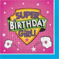 Parti Yıldızı - Superhero Girl Happy Birthday 16 lı Peçete