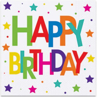 Parti Yıldızı - Superstar Birthday Kağıt Peçete 33x33 Cm (16 Ad)