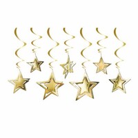 Parti Yıldızı - Tavan Süsü 3D Yıldız Dekor Gold 10 Adet