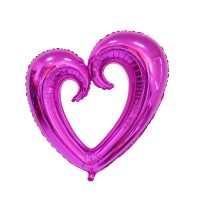 Parti Yıldızı - İçi Boş Büyük Kalp Folyo Balon Fuşya Renk
