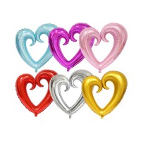İçi Boş Büyük Kalp Folyo Balon Fuşya Renk - Thumbnail
