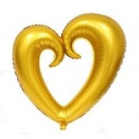 Parti Yıldızı - İçi Boş Büyük Kalp Folyo Balon Altın Rengi