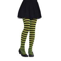 Yeşil Siyah Çizgili Çocuk Tayt / Çorap - Thumbnail